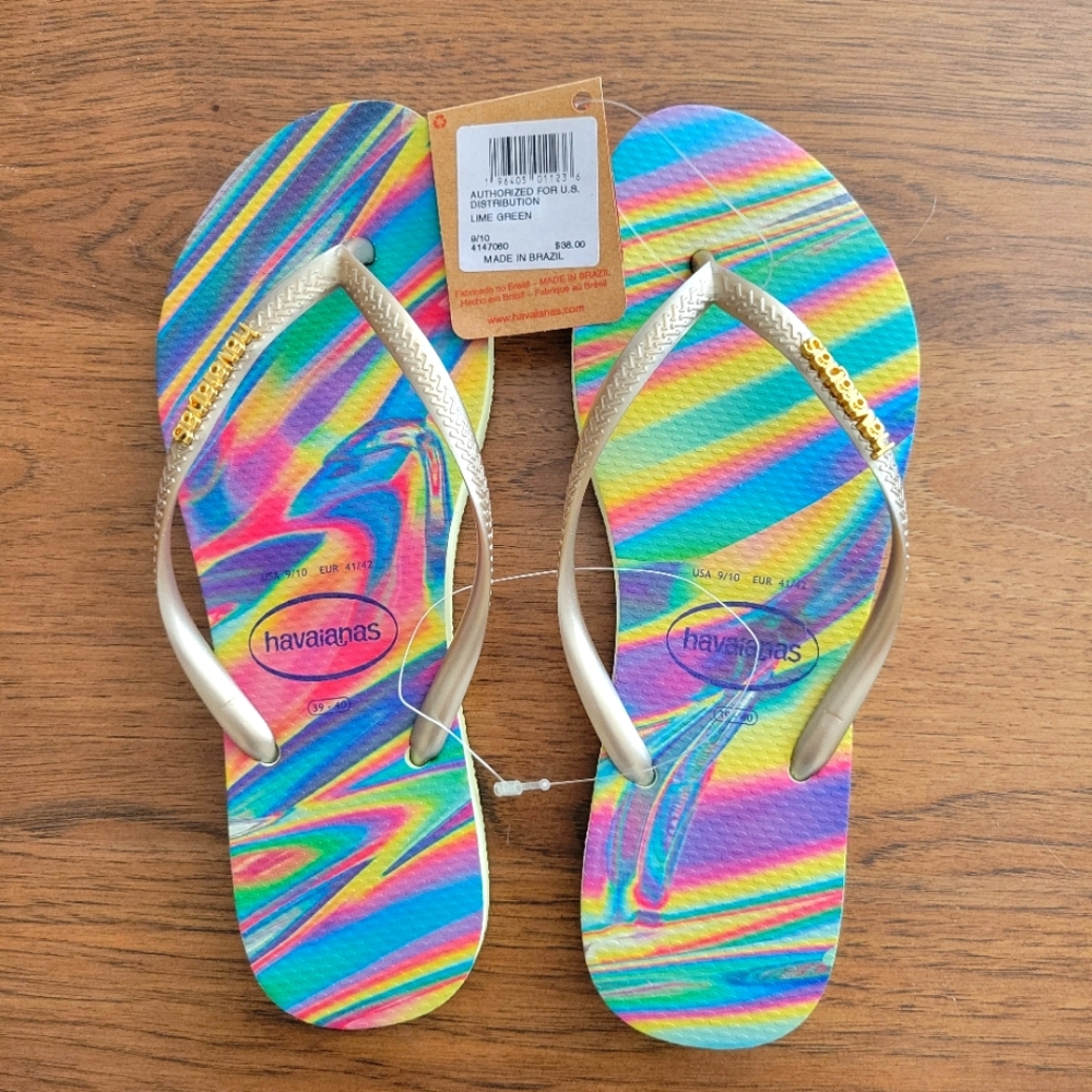 Havaianas Women's Rainbow Flip Flops sz 9/10